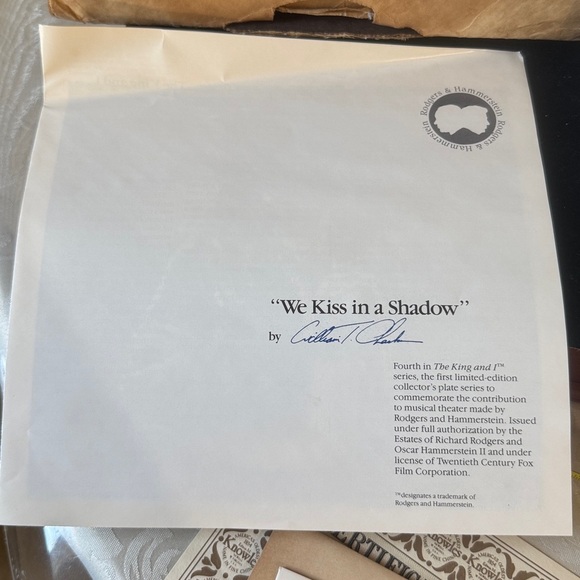 Edwin M Knowles Collector Plate with Certificate. “We Kiss In A Shadow” 1985 - Picture 7 of 11